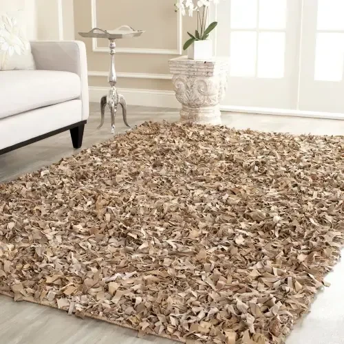 Leather shaggy rugs